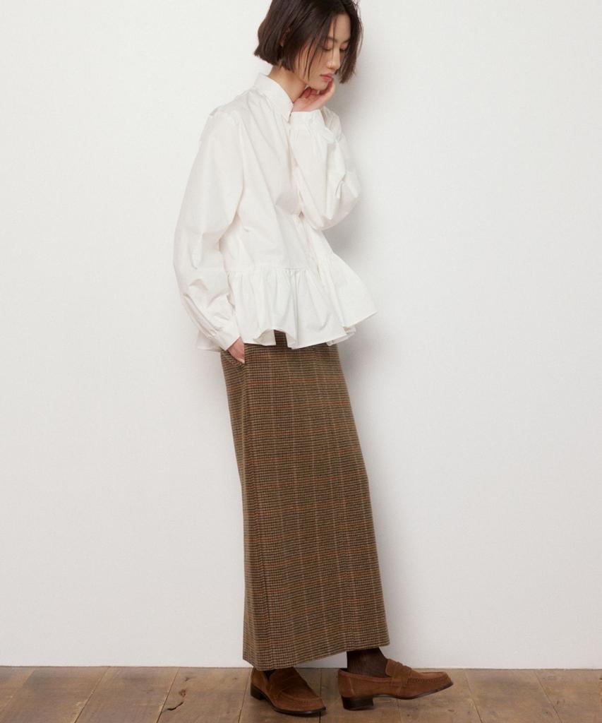 Okuka Classic Check Wool Long Skirt