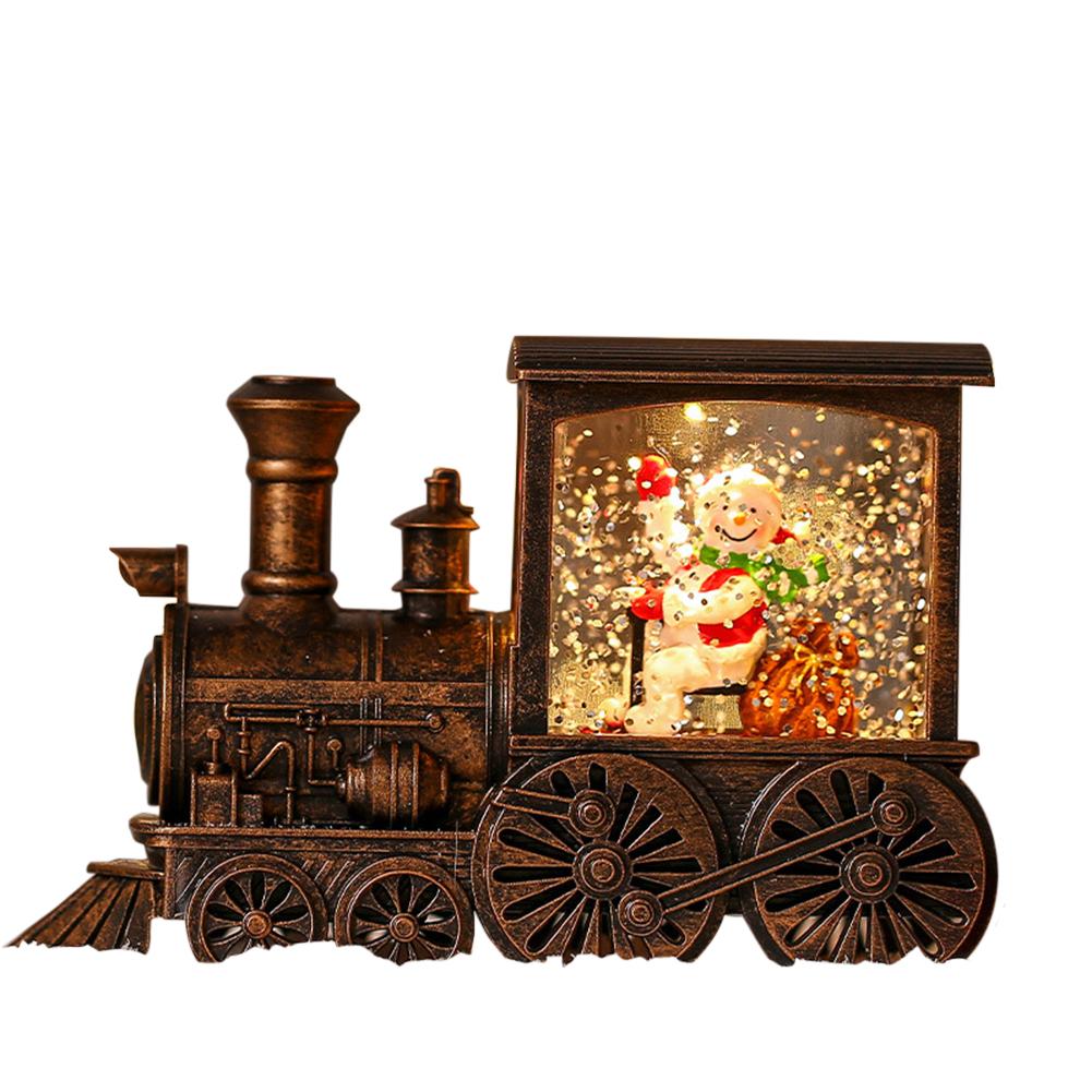 Christmas Train Lantern Decoration Christmas Snowman Santa Train Water Swirling Glitter Lantern Battery Operated Christmas Gifts