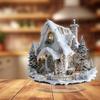 2D Weiße Schneelandschaft Weihnachts Haus Baum Acryl Ornamente Sockelmontiert Tischplatte Zuhause Büro Attraktive Festdekoration Geschenke