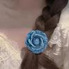 Retro denim fabric camellia brooch high-end three-dimensional white small fragrant brooch elegant accessories