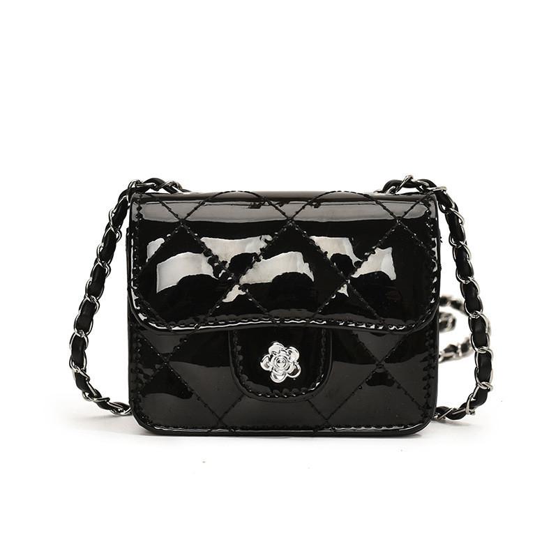 Fashionable Unisex Children Crossbody Bag With Shiny Iridescent Pu Material чёрный