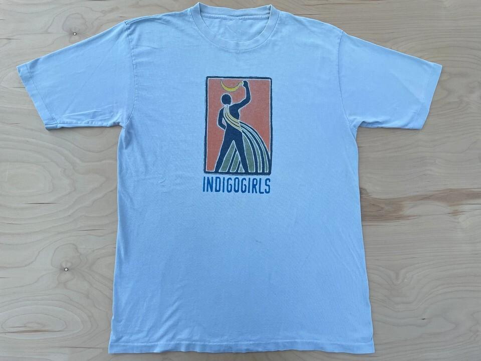 Vtg Indigo Girls Band Tour Concert Cotton Light Blue All Size Unisex Shirt XXXXL
