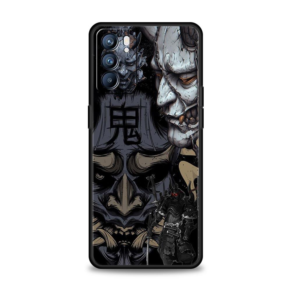 Japan Ghost Face Samurai Case For Oppo Reno14 Reno13 Reno12 11 F 10 Find X5 X9 Pro A54 5G A53 A52 A9 A78 4G A79 A80 A98 Cover