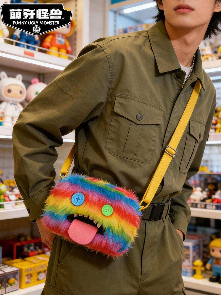 Mr Buttons Screech Black Monster Crossbody Bag Ugly Cute Doll Shoulder Bag Street Fashion Casual Wear Collectible Gift