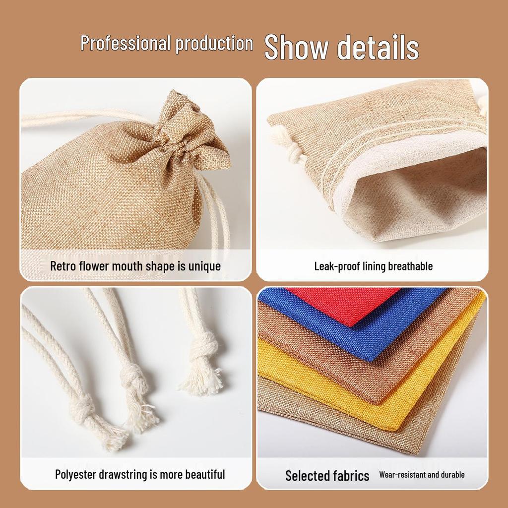 Custom Drawstring Wenwan, Cotton, Linen, or Rice Bag