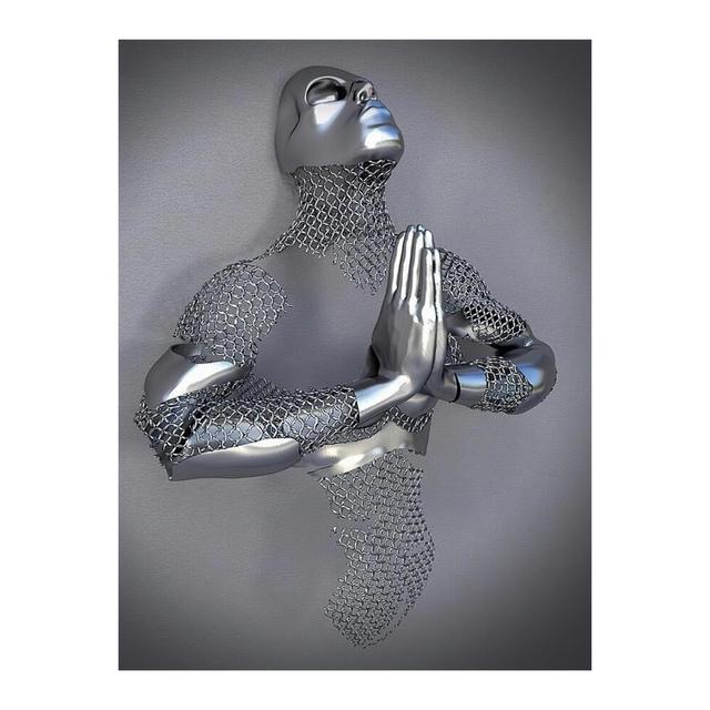 Metal Figure Statue Posters Print Modern Lovers Sculpture Canvas Painting Wall Art Wall Pictures for Room Home Decoration No Frame