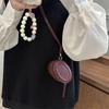 Oval Lanyard Wallet with Makeup Mirror Earphone Bag Fashion Crossbody Bag  Girls/Female