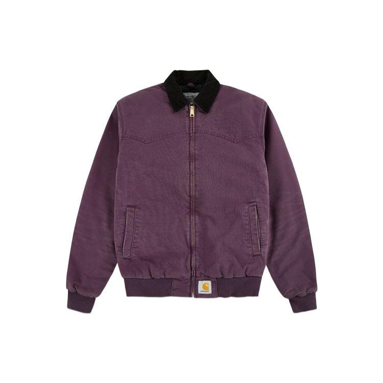 Carhartt WIP OG Santa Fe Jacket J13/J14 Upgraded Classic Solid Color Canvas Quilted Hem Logo Tag Santa Fe Jacket Men jackets Purple I031198-0ZD-3K