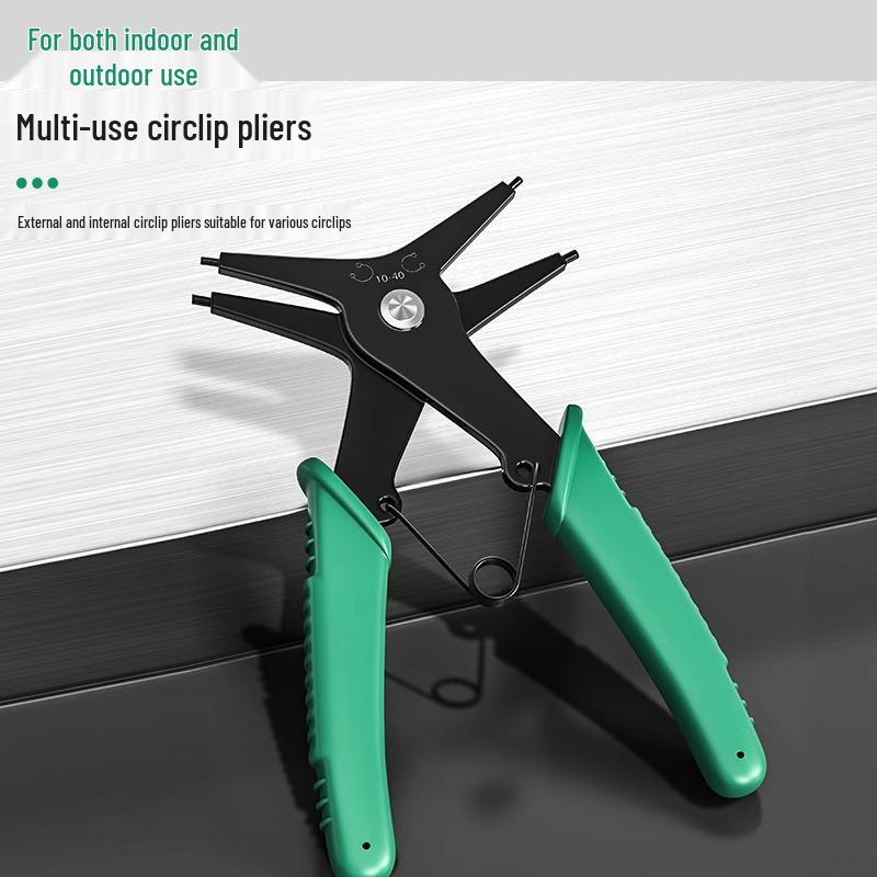 Dual-Use Multifunctional Circlip Pliers for Internal/External Bends, Spring Assembly, and Retaining Ring Handling