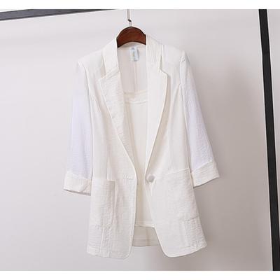 Women's Spring and Autumn Seven Sleeve Single Layer Suit Top Loose Casual Jacket Medium Jacket