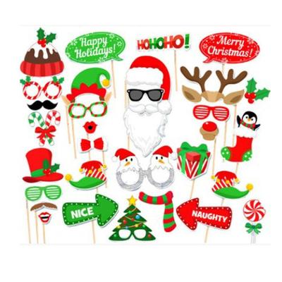 Carnival Handheld Funny Mask Diy Santa Claus Party Atmosphere Christmas Decorations Party Supplies Photo Props Cartoon Card
