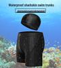 Men's Shark Skin Waterproof Swimming Trunks with Cap - Plus Size Available