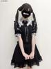 JIAERDI Lace Turn-down Collar Short Sleeve Shirts Women Black Short Skirt Set Y2K Cute Ruffle Skirts Lolita Shirt Gown Suit
