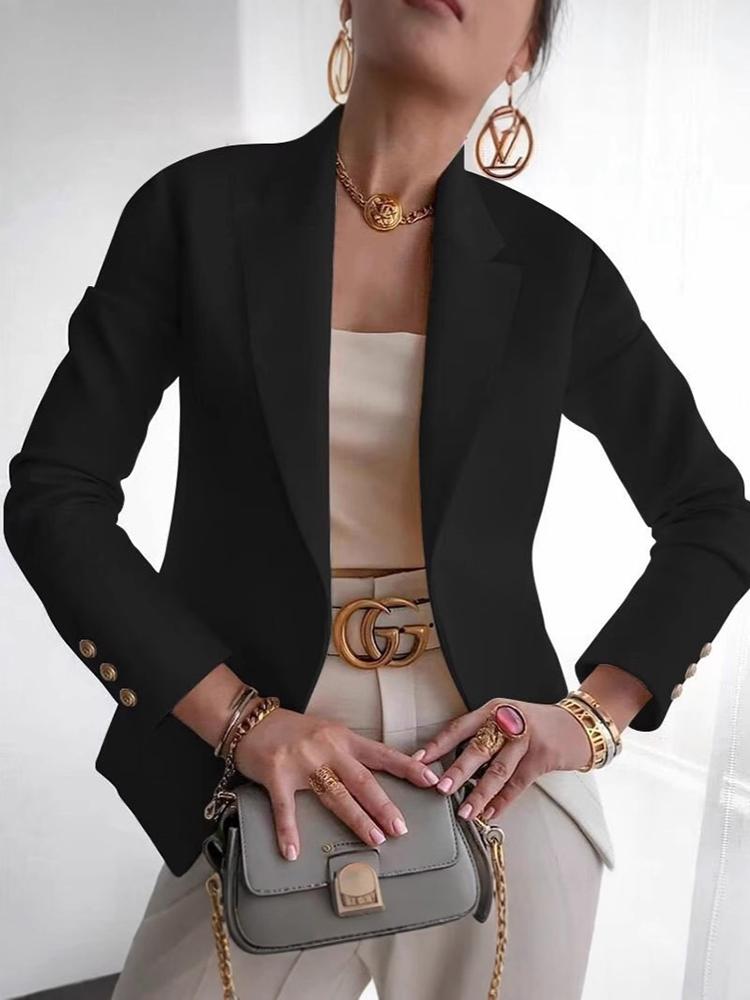 Spring Autumn Women's Fashionable Lapel Three Cufflinks Slim Fit Solid Color Suit Jacket