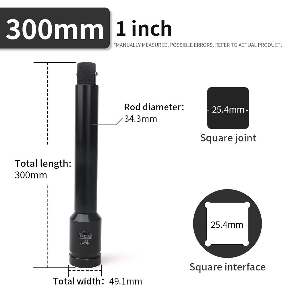 1Pc Heavy Duty Long Extension Bar Ratchet Wrench Impact Socket Extender Pneumatic Tool  1/2 3/4 1 Inch 75 125 150 200 300 400mm