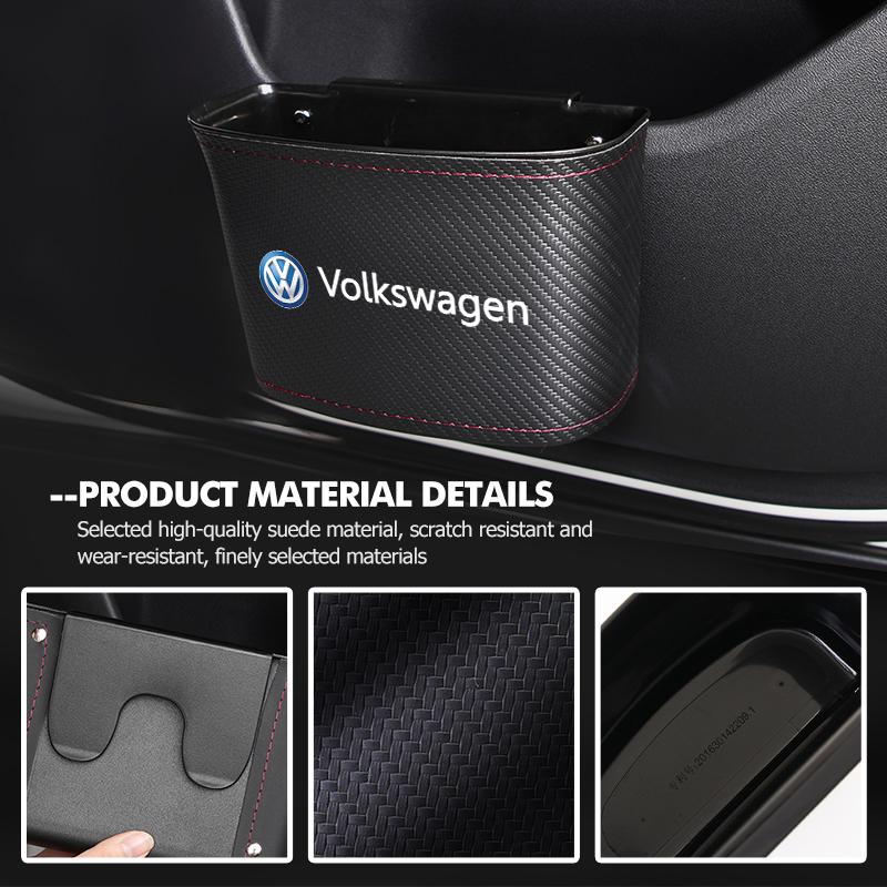 W164Leather Car Door Storage Box Phone Pocket Hanging Organizer For Volkswagen Golf 4 5 6 Tiguan Polo Scirocco Jetta CC
