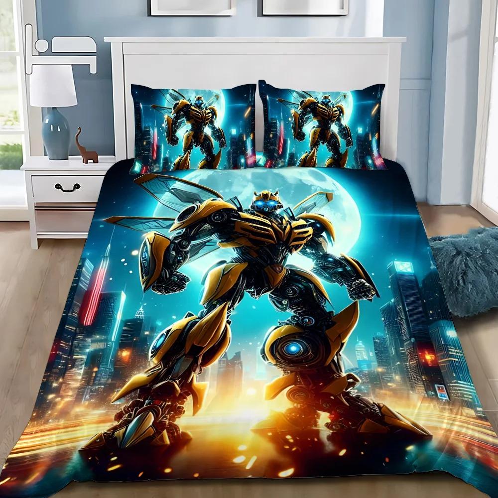 Transformers 3D Printed Duvet Case Bumblebee Car Robot Pillowcase Bedding Set Twin Full Queen King Size for Bedroom Decor
