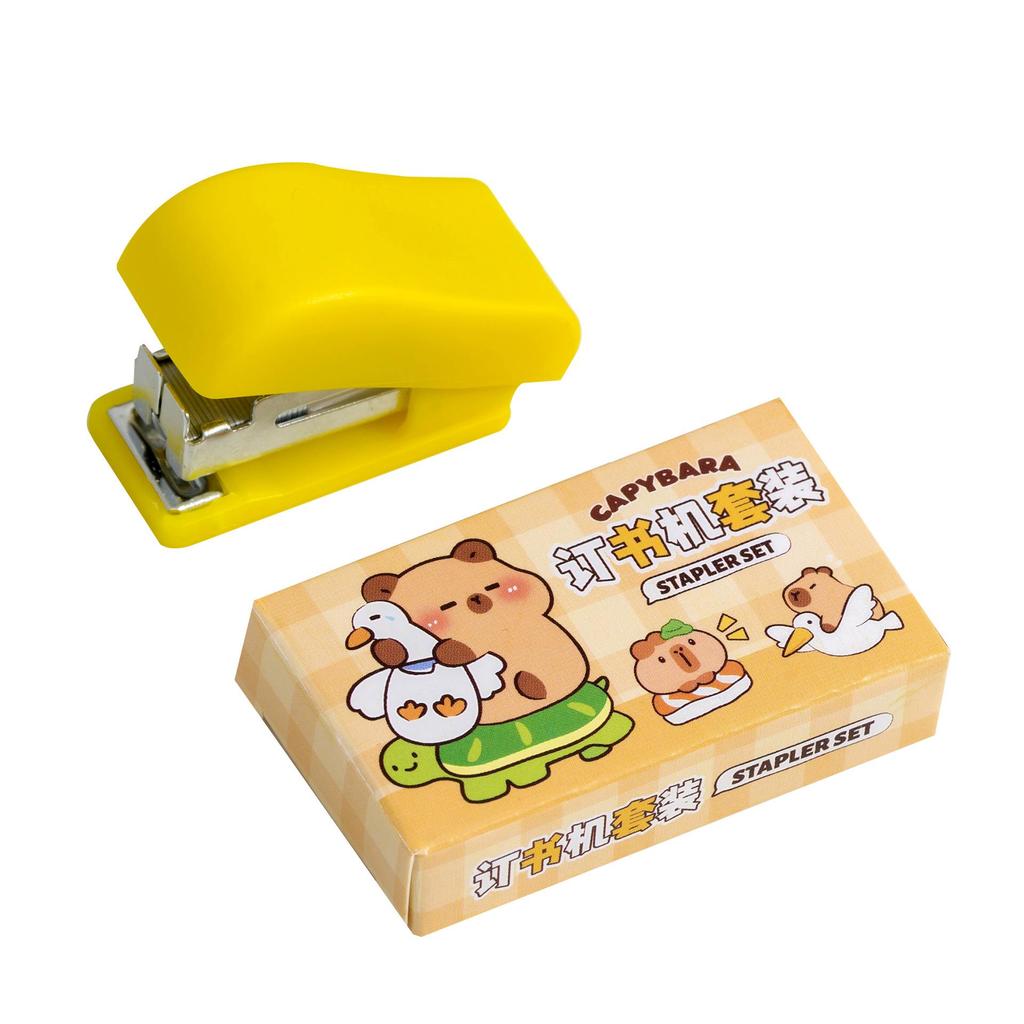 Capybara Cartoon Mini Stapler Set - Creative Stationery for Students and Small Gifts