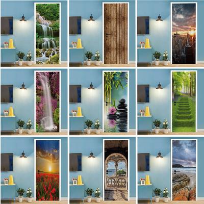 Adesivi per porte autoadesivi Carta da parati 3D Carta da parati impermeabile rimovibile in vinile per porte interne Decorazione di uffici domestici