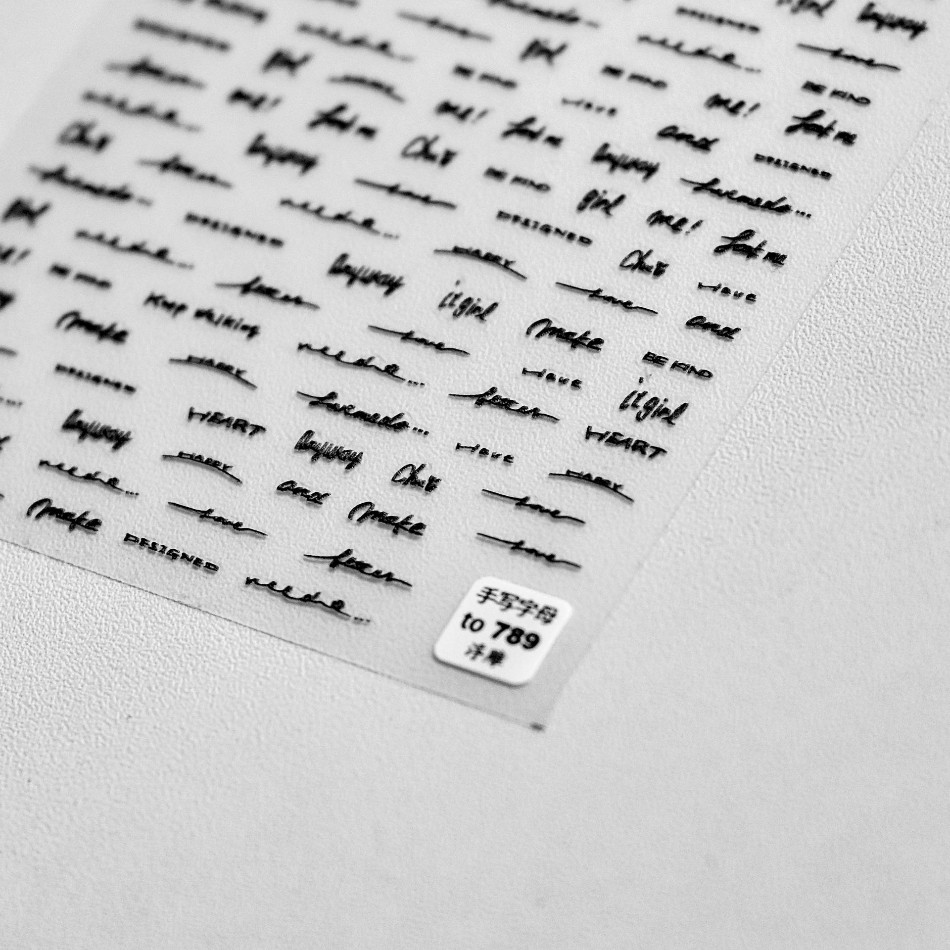 Lettres Mots Anglais Gothique Noir Blanc Lettres Romaines Mots Chiffres Autocollants Nail Art Manucure Autocollants DIY Autocollants Nail Art 3D