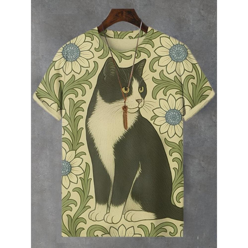 2026 Men's T-Shirt Funny Cartoon Black Cat Unicorn UFO Art 3D Print T Shirt Summer Men Women Short Sleeve Tee Casual Kid Y2k Top