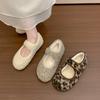 Fairy Wind Leopard Print Velvet Mary Jane Shoes Women's Bread Shoes Gentle Warm Fluffy Shoes Wear Cotton Shoes