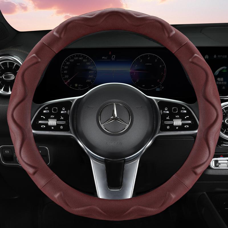 Premium Perforated PU Leather Steering Wheel Cover – Non-Slip & Durable, All-Season Universal, O-Shape/D-Shape Options