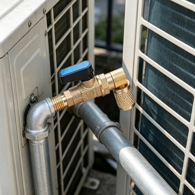 Brass 90 Degree R22 Ball Valves Shut-off Flows Control for Refrigerator & AC Charging Compact Valves for Refrigeration Repair