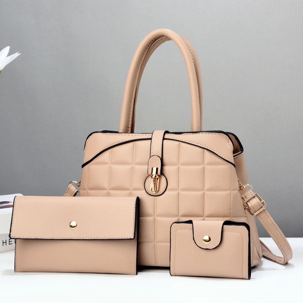 WTEMPO Einfarbige Handtaschen mit großem Fassungsvermögen Lässige Umhängetaschen Dreiteiliges Set Vielseitige Damen Einfache Schultertasche