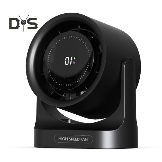 

Мини-настольный вентилятор, тихий безлопастной вентилятор охлаждения, цифровой дисплей, регулируемая скорость ветра, вращающийся аккумуляторный электрический вентилятор-циркулятор воздуха чёрный
