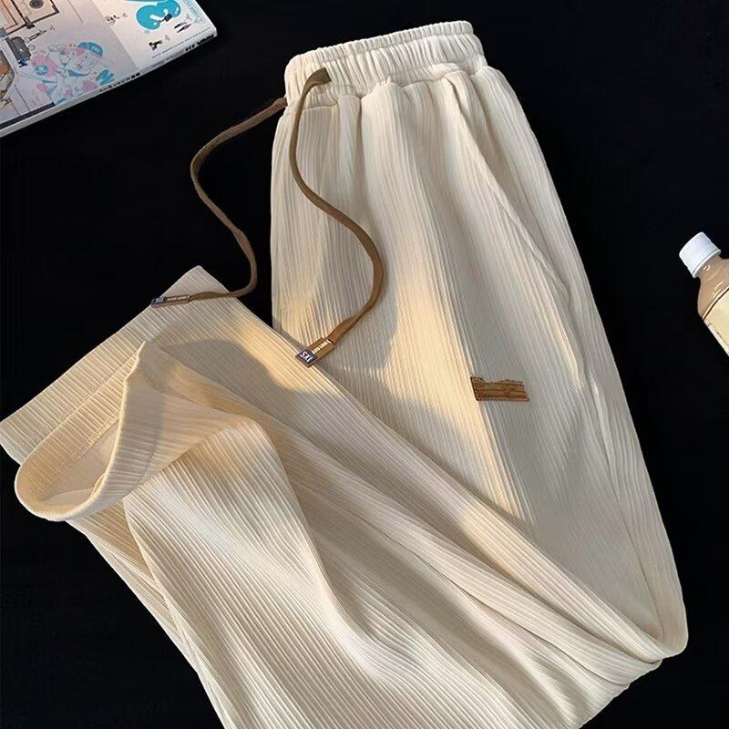 Casual Pants Summer New Ice Silk Men's Pants Thin Loose Quick-drying Straight-leg Pants Korean Version Versatile Trend Sweatpants Men's
