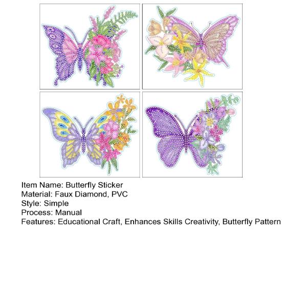 4 szt. DIY diamentowe naklejki malarskie zabawne rzemiosło edukacyjne zwiększa umiejętności kreatywność naklejki na okna motylkowe