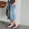 2026 New Style Girls' Summer Wide-Leg Denim Pants - Stylish, Loose, and Lightweight for Kids