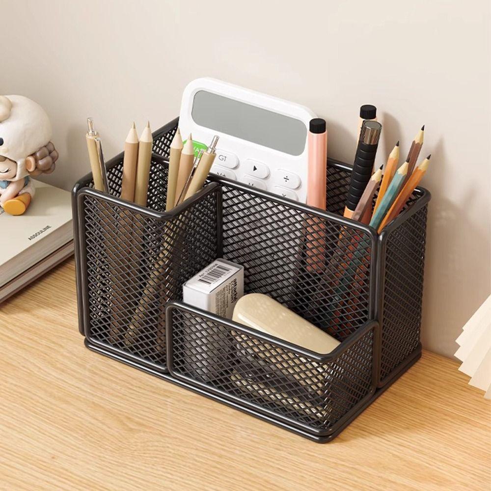 Metal Mesh Desktop Pen Holder Carbon Steel Stationery Storage Rack Mesh Desk Organizer  Desktop Use
