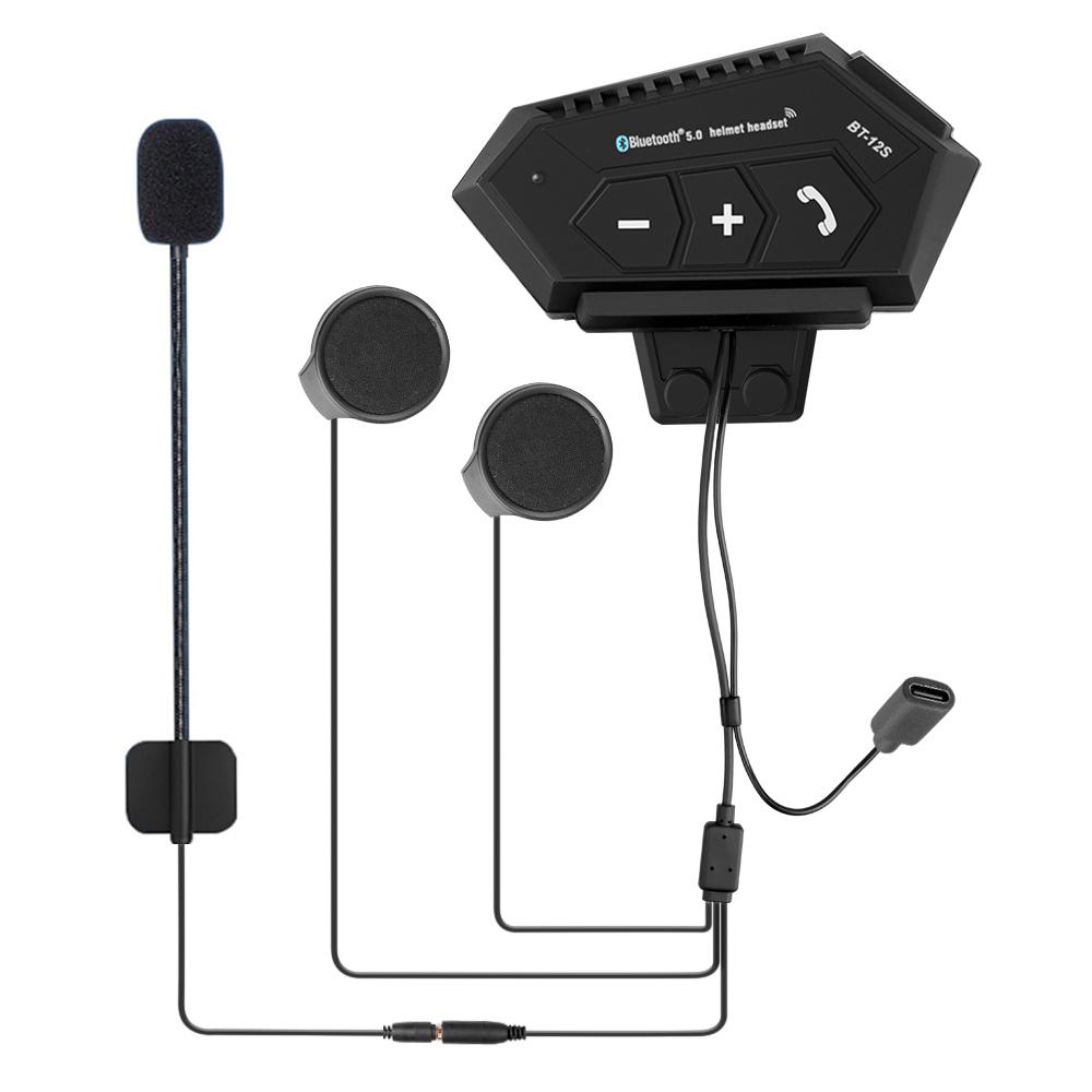 Motorcycle Helmet Headset BT-12S Moto Bicycle Earphone Waterproof Handsfree Call Kit Stereo Anti-interference Wireless Headphone