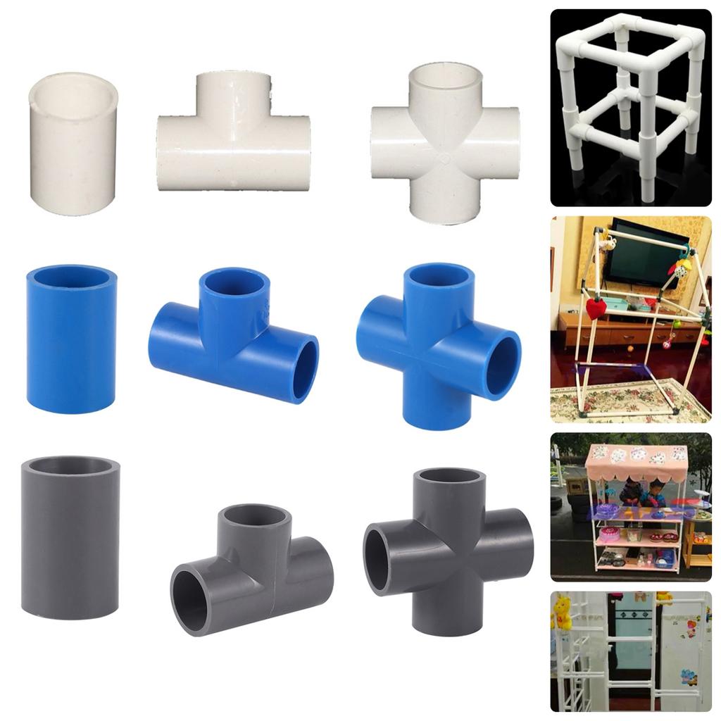 Straight 3-way 4-way Connector Inner Diameter 20mm 25mm 32mm PVC Garden Lawn Irrigation Water Pipe Pipe DIY Shelf Pipe Fittings