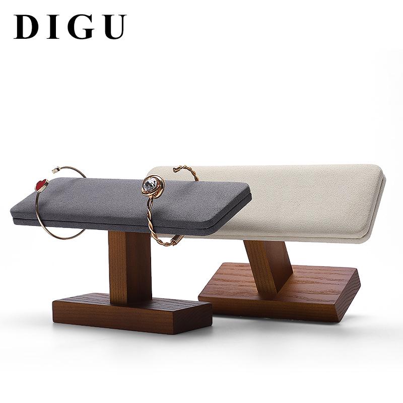 Suport tip T din lemn masiv pentru brățări, bangle-uri și ceasuri - Raft pentru depozitare și expunere bijuterii