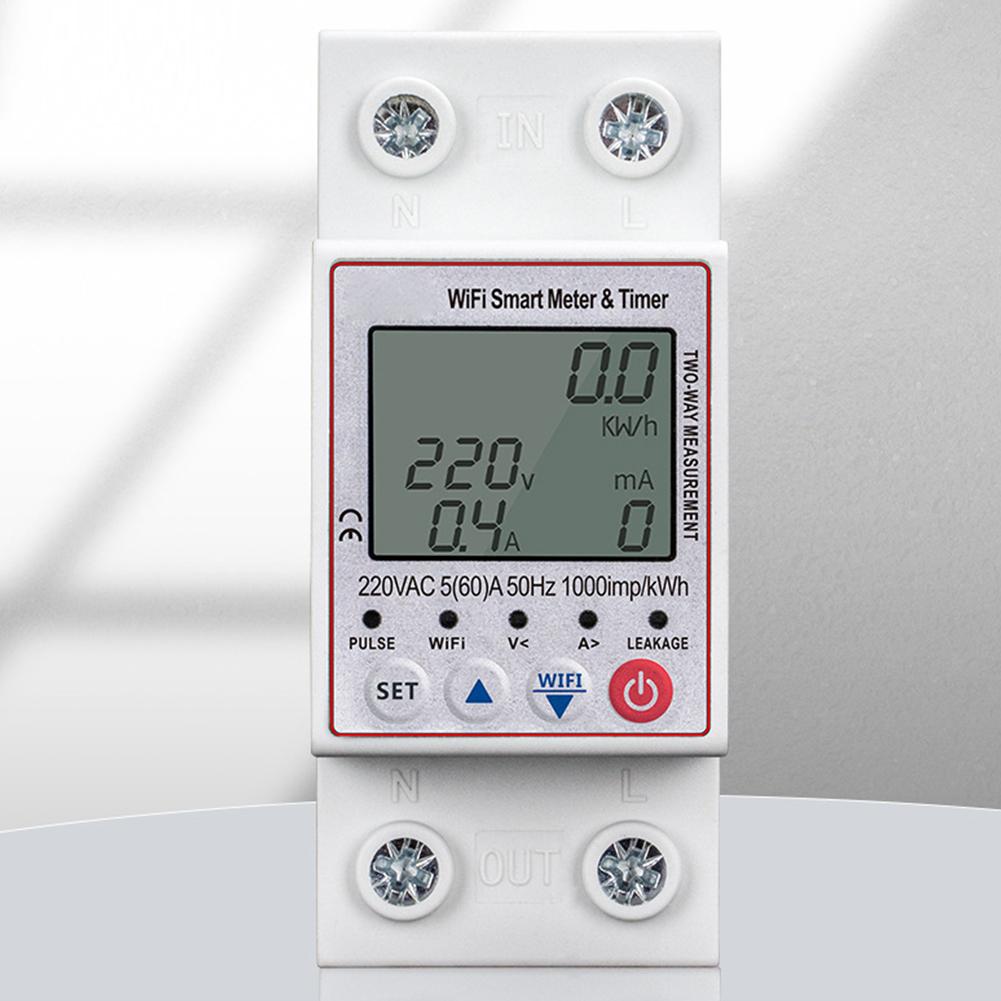 Realtime Metering WiFi Circuit Breaker DIY Installation Mobile App Control LCD Display Power Monitor Smart Home