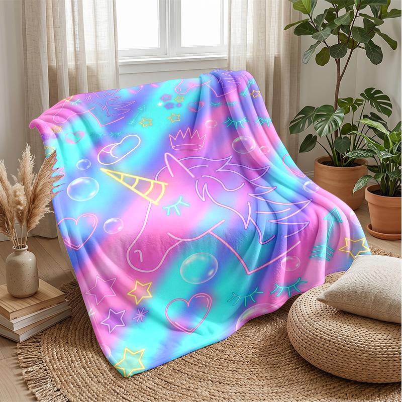 Fantasy Unicorn Adventure Theme blanket Lightweight Warm Flannel Blanket Decorative Throw Blanket for Home Decoration