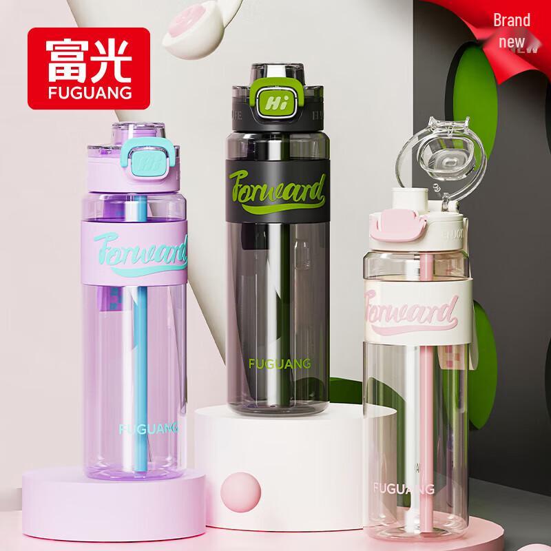 Fuguang 1л Портативная двухслойная стеклянная бутылка для воды из боросиликатного стекла