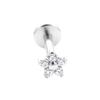 G23 Titanium Alloy Zirconia Flower Stud Earrings, ASTM F136 Implant Grade Body Piercing Jewelry