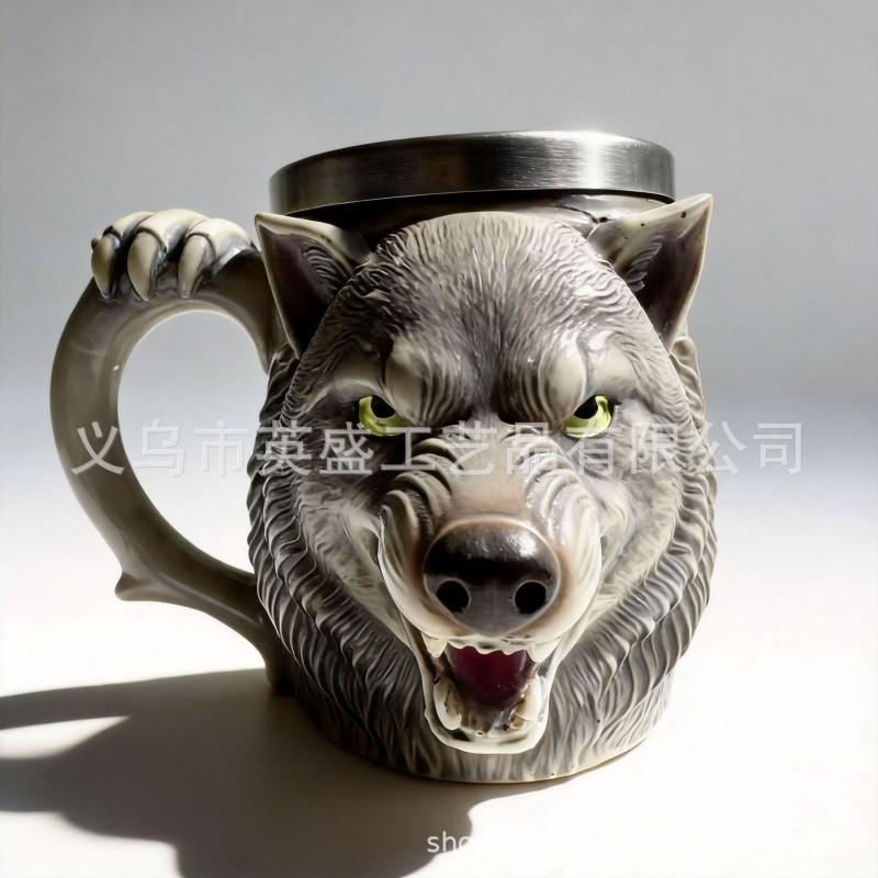 Animal Figurine Mugs Highland Cow Eagle Horse Wolf Resin Decor Gift Home Office