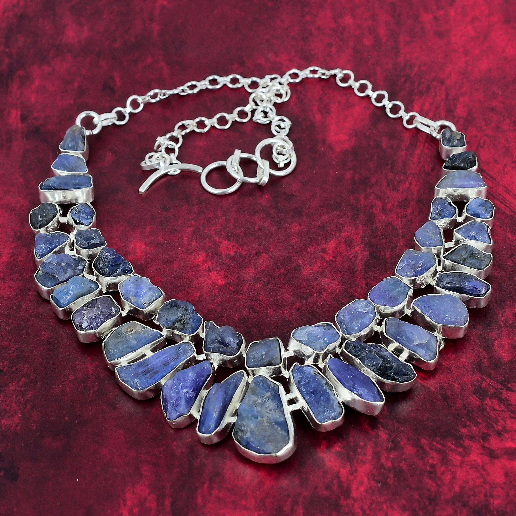 

Ожерелье из грубого кианита, ожерелье из чистого серебра 925 пробы с натуральным драгоценным камнем, ювелирные изделия ручной работы, подарок на день рождения и годовщину для нее Adjustable with 18 inches синий