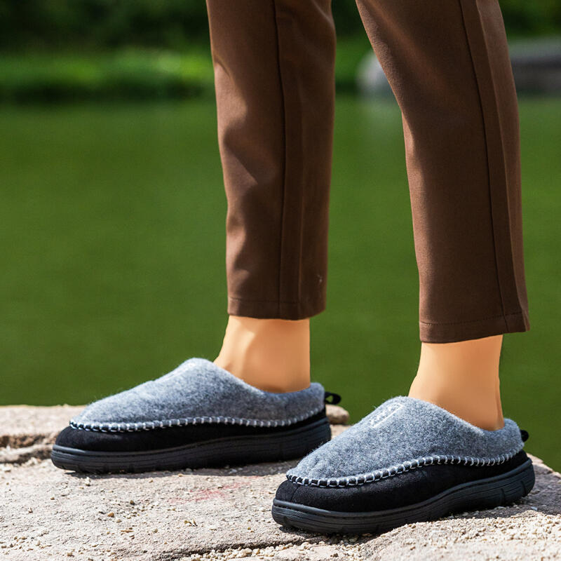 Outdoor Memory Foam Slippers Winter Warm Non Slip Massage Furr Lined Soft Comfort for Men