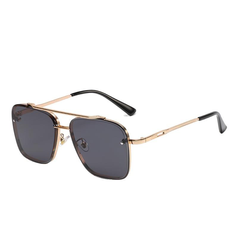 Men's Double Beam Blue Sunglasses Retro Fashion UV Protection Driving High Definition Travel Sunglasses