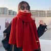 Winter Couple Matching Scarf Chunky Knit Soft Warm Solid Color Korean Style Women Students Cozy Accessory Cold Weather Scarf