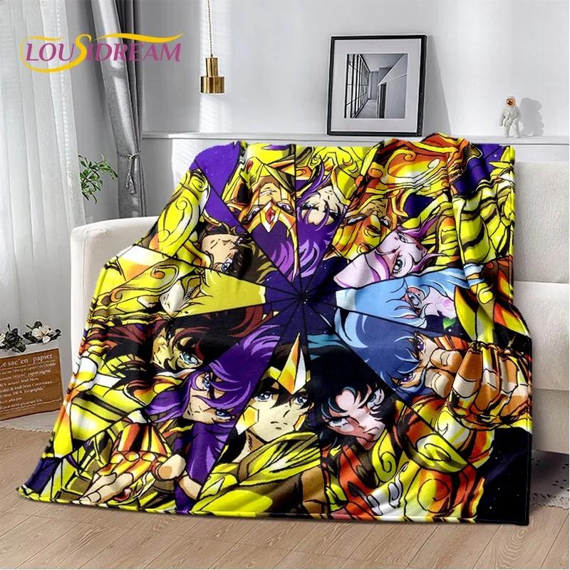 Cartoon Saint Seiya 3D Retro Soft Flannel Blanket for Beds Bedroom Sofa Picnic,Throw Blanket for Cover Outdoor Leisure Nap Gift