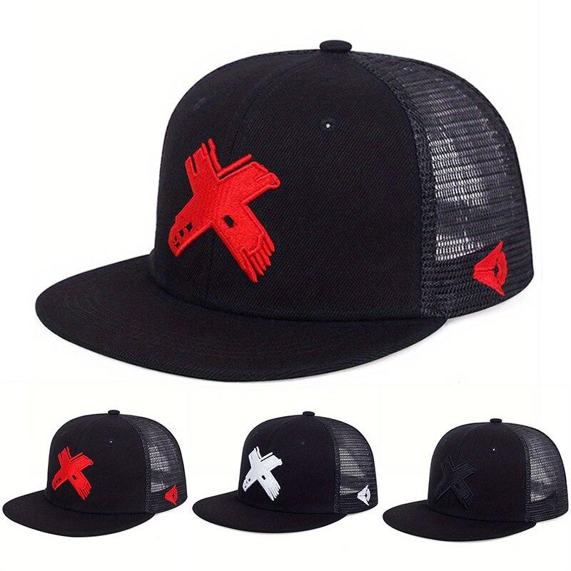 Unisex X-Buchstaben-Stickerei Hip-Hop-Netzhüte Outdoor Verstellbare Lässige Baseballkappen Sonnenhut