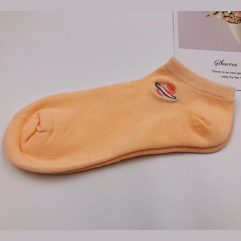 5 Pairs of New Female Spring and Summer Embroidery Cotton Creative Interesting Short Tube Socks