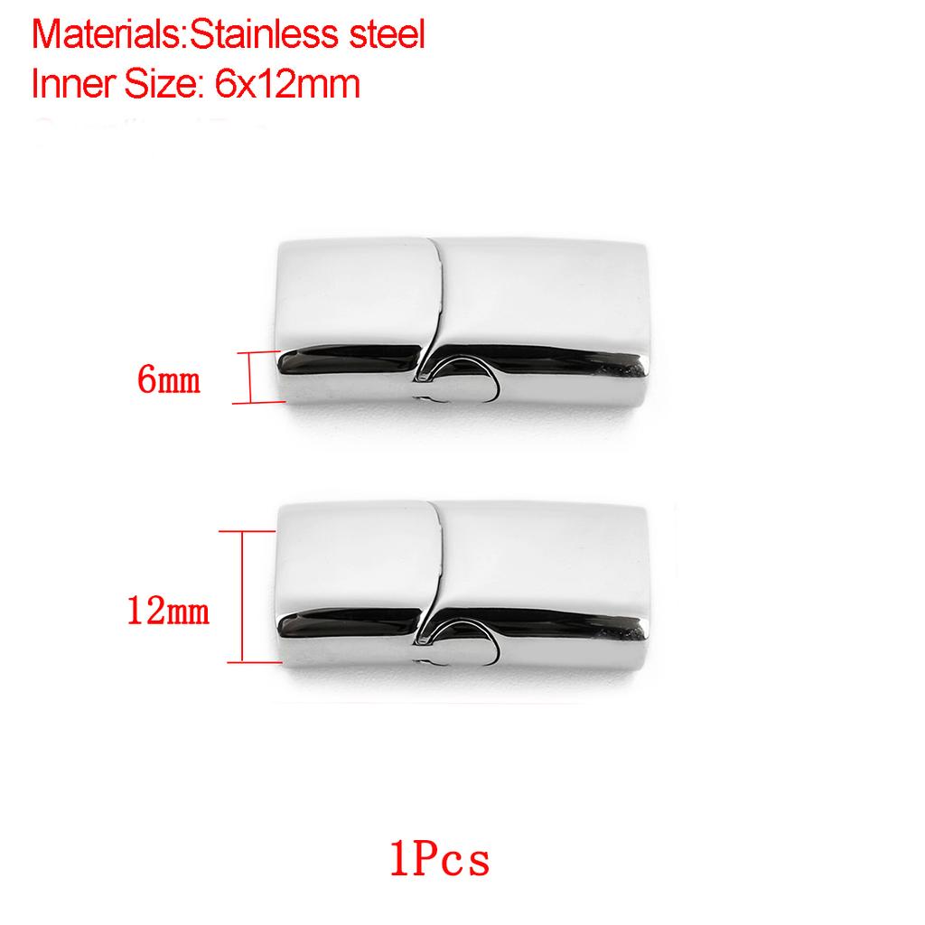 Jewelry Findings Leather Bracelet Clasp DIY Magnet Hook Rhodium Magnetic Clasp Flat Hole 15*3mm